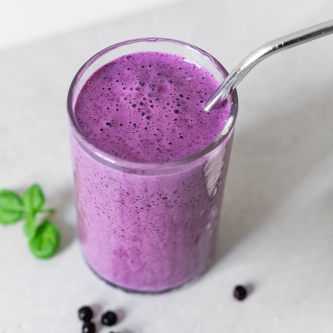 Vegan Vanille-Blaubeeren Protein Smoothie