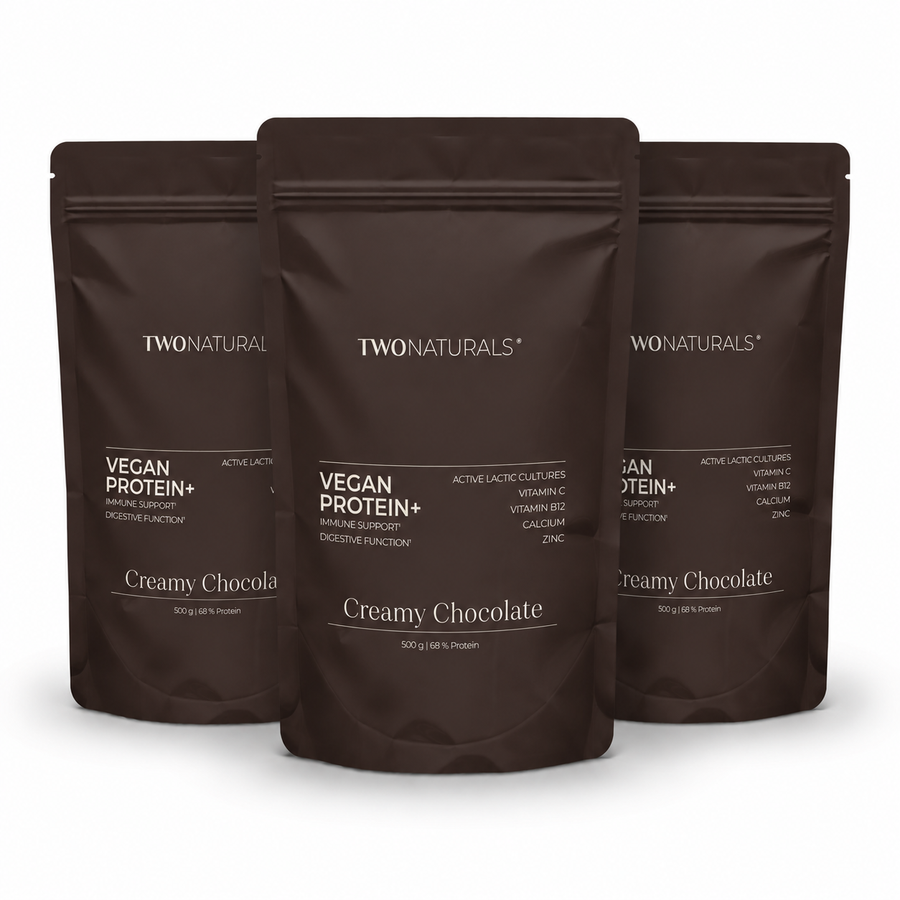 TWONATURALS Vegan Protein+ · Sparpaket Creamy Chocolate 3er-Pack