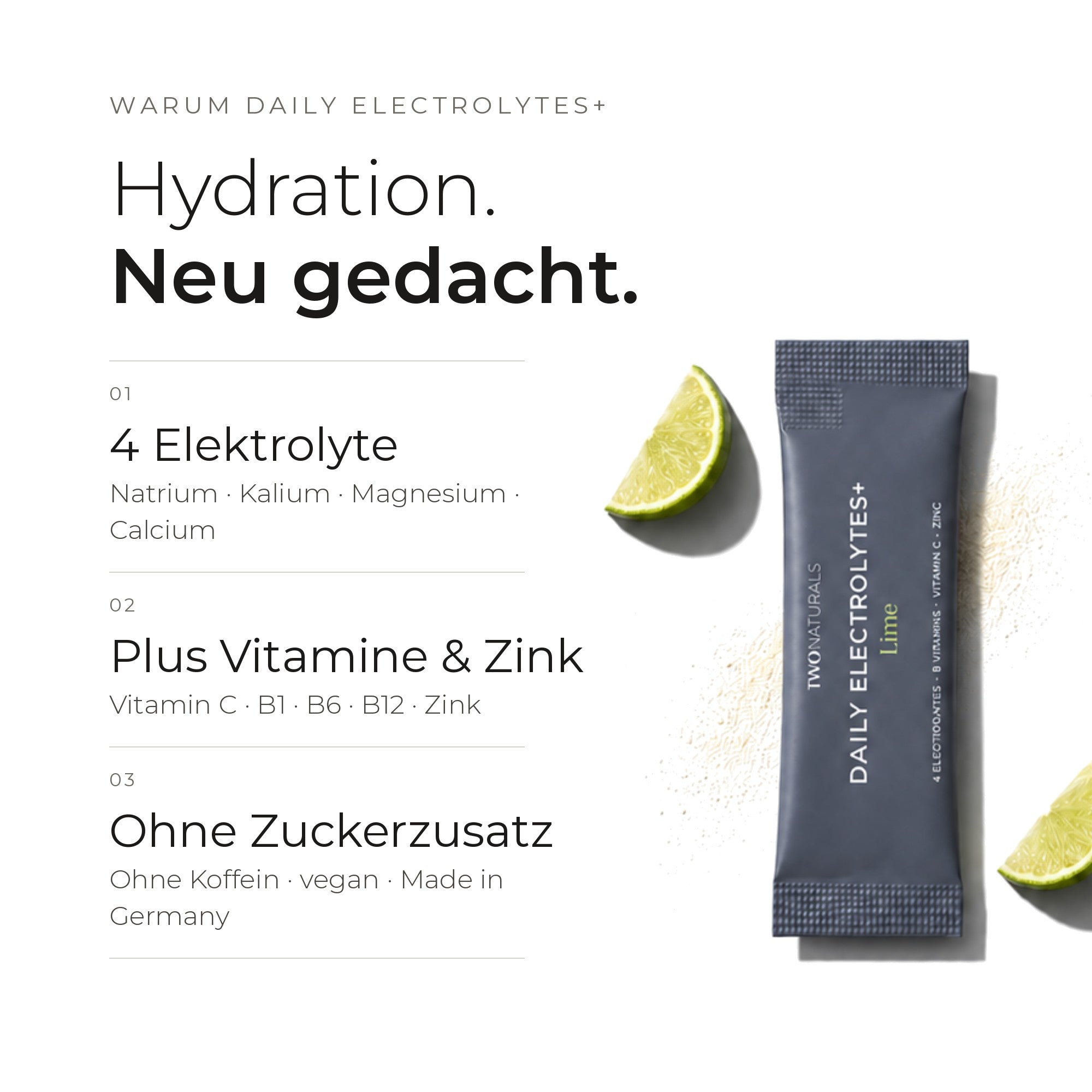 Daily Electrolytes+ – 4 Elektrolyte plus Vitamine & Zink, ohne Zuckerzusatz